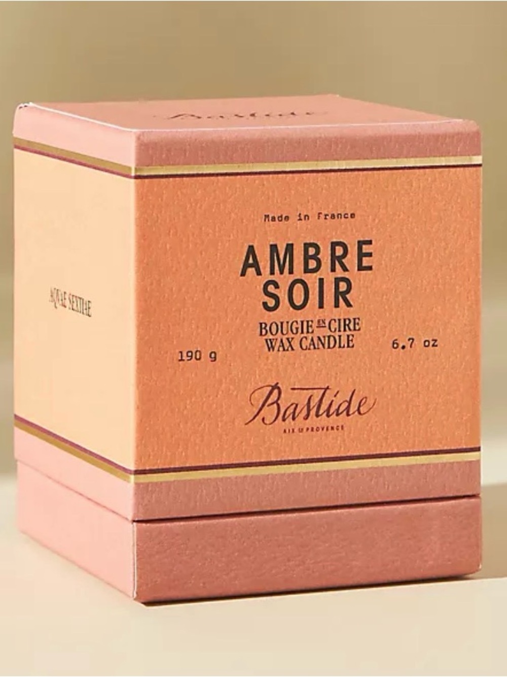 Bastide Ambre Soir Scented Wax Candle Jar Pink 6.7 oz SEALED
